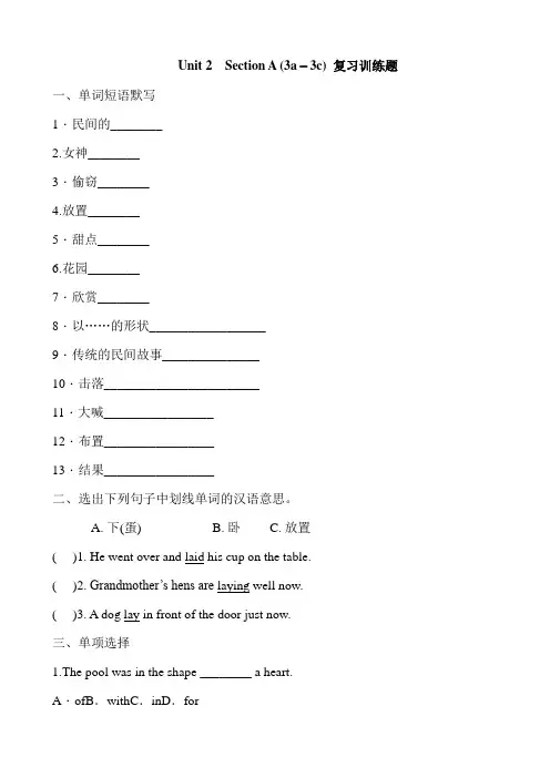 人教新目标英语九年级全册Unit2SectionA(3a-3c)复习训练题及答案