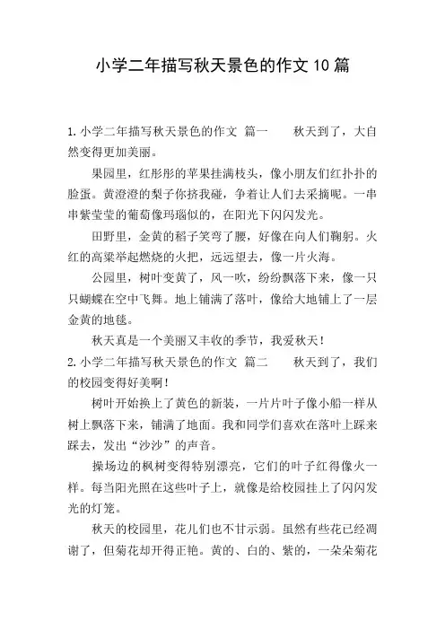 小学二年描写秋天景色的作文10篇