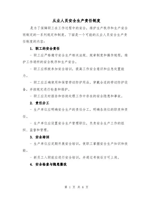 从业人员安全生产责任制度（四篇）