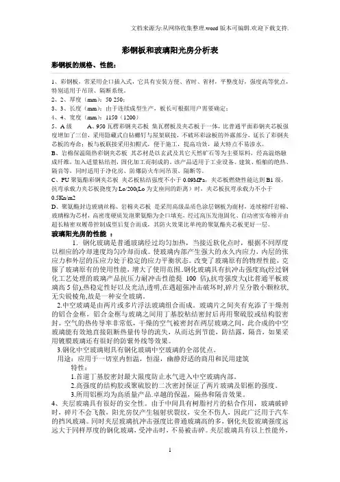 彩钢板和玻璃阳光房分析表
