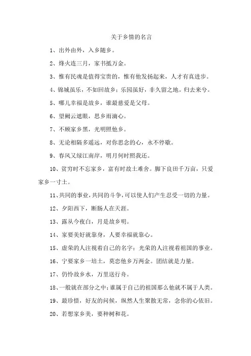 关于乡情的名言