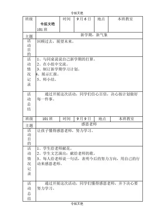 班级活动记录之令狐文艳创作