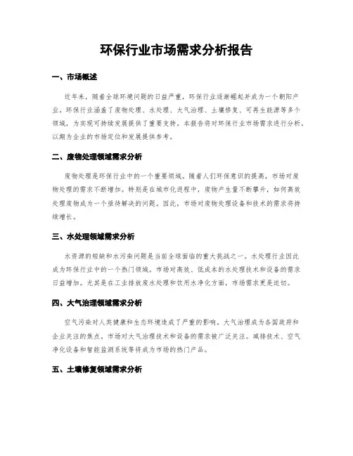 环保行业市场需求分析报告