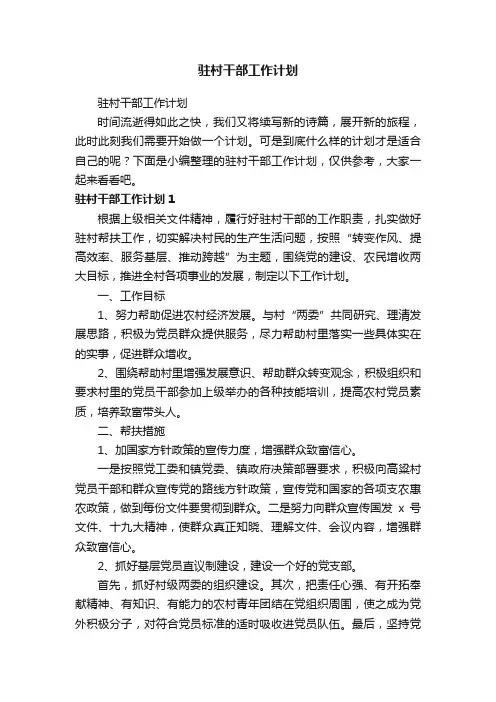 驻村干部工作计划