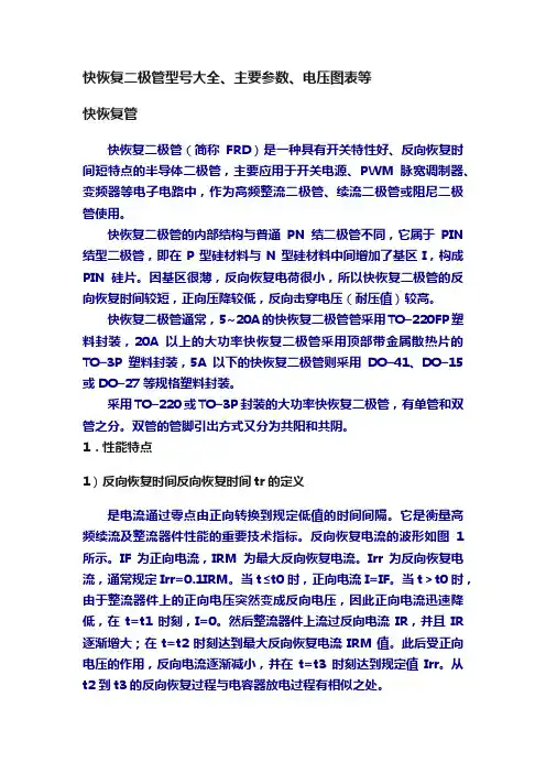 快恢复二极管型号大全、主要参数、电压图表等