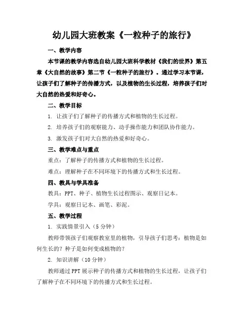 幼儿园大班教案《一粒种子的旅行》
