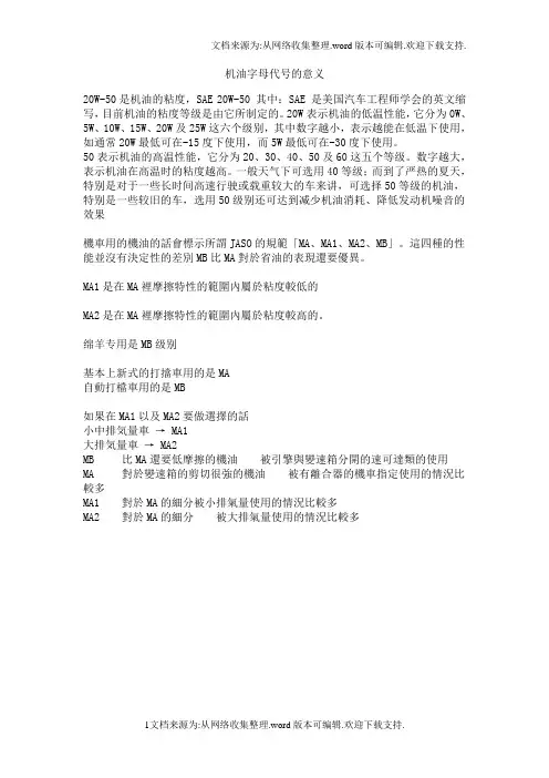 机油字母代号的意义