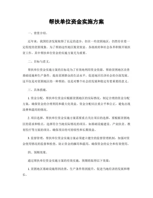 帮扶单位资金实施方案