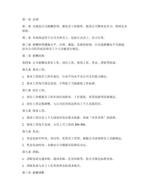 小众公司薪酬管理制度范本