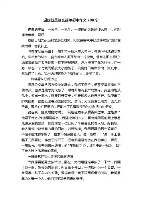 温暖就是这么简单初中作文700字