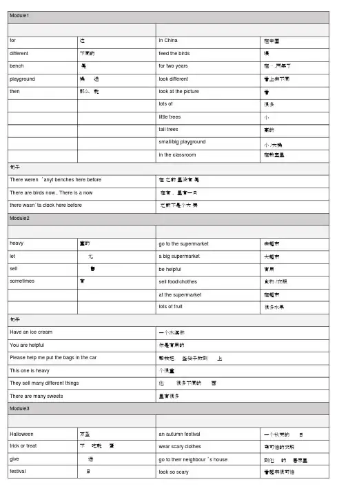 外研社英语一起点五年级上册词句短语(词中句英)