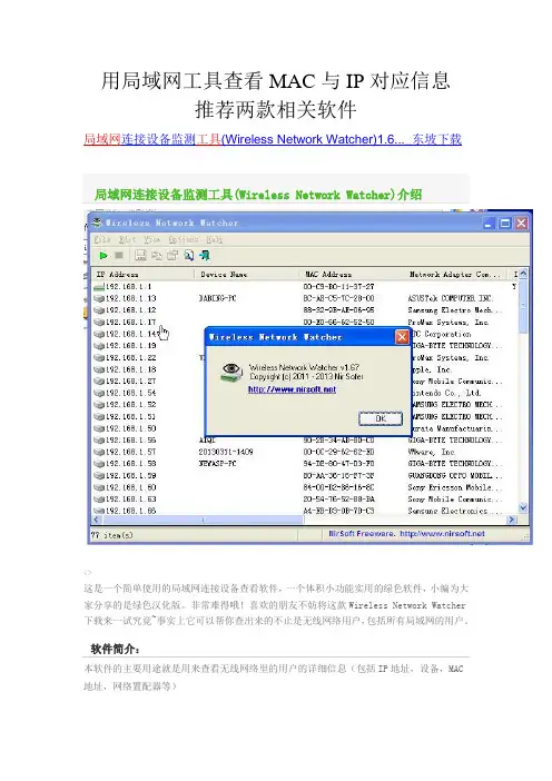 用局域网工具查看MAC与IP对应信息