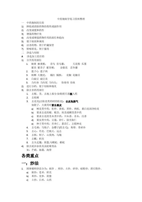 中药炮制学复习资料整理