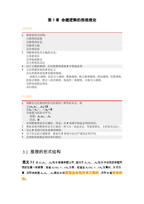 离散数学结构 第3章 命题逻辑的推理理论复习