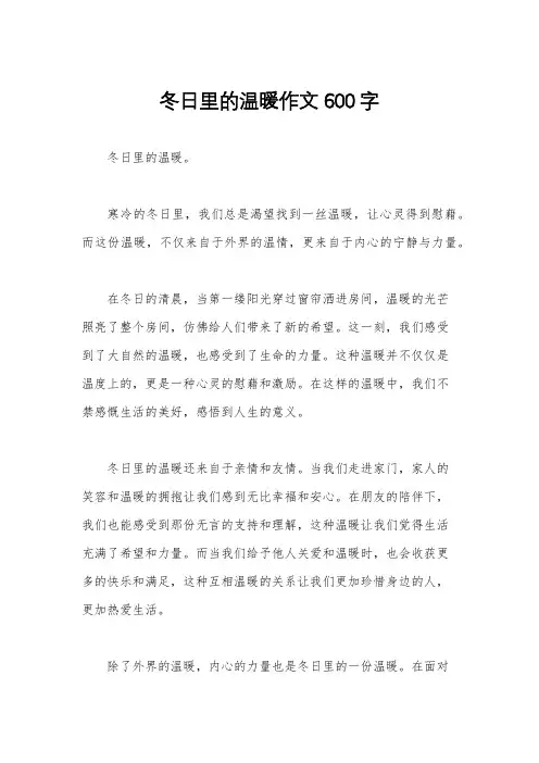 冬日里的温暖作文600字