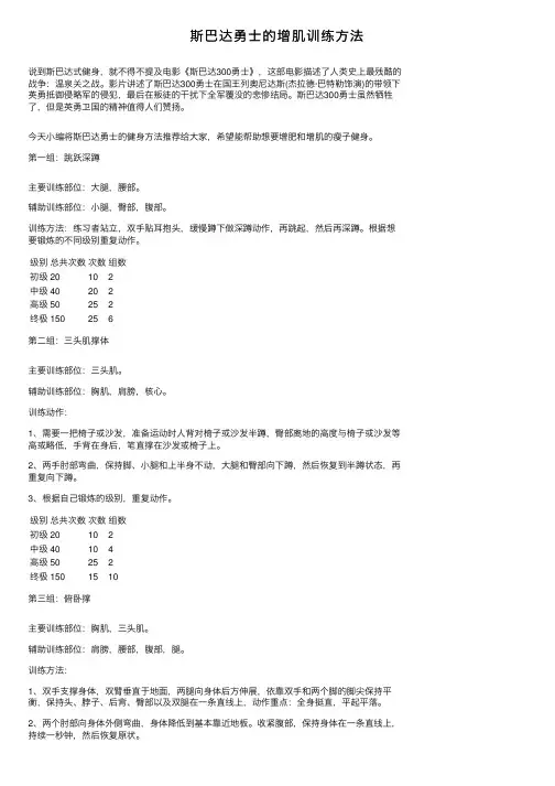 斯巴达勇士的增肌训练方法