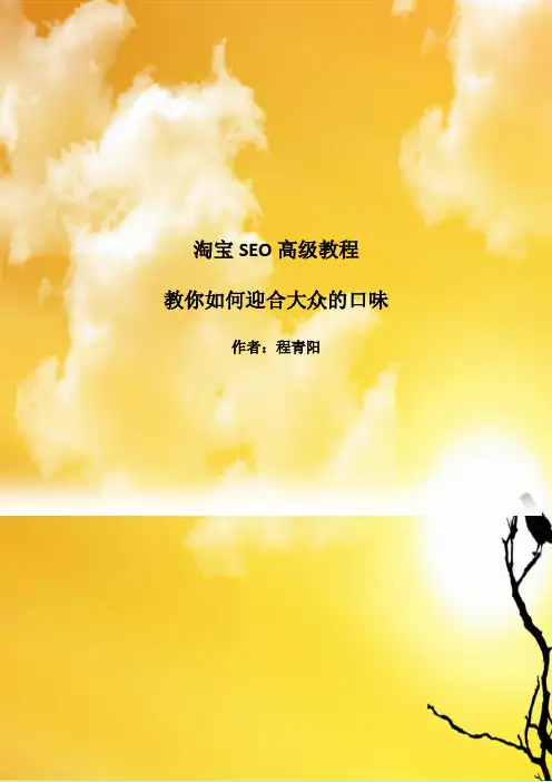 淘宝SEO新技巧-教你如何十天内访问量破百万