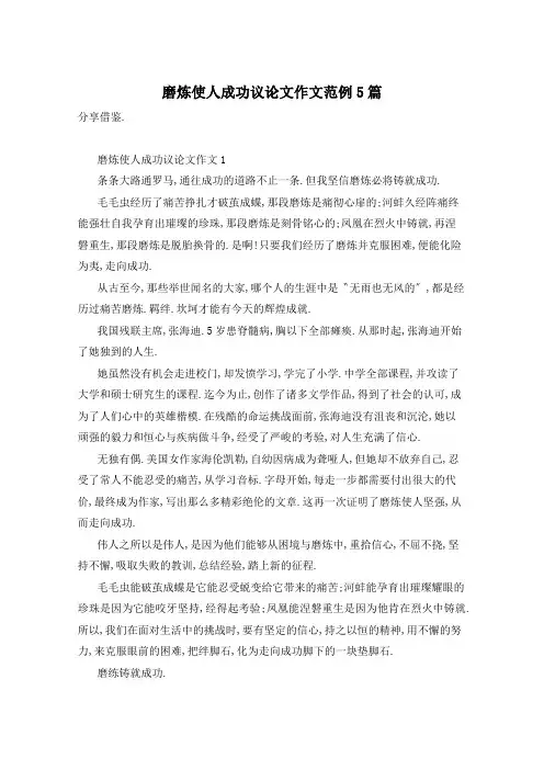 磨炼使人成功议论文作文范例5篇