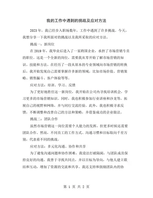 我的工作中遇到的挑战及应对方法