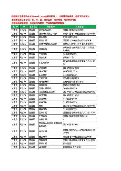 2020新版甘肃省天水市甘谷县口腔工商企业公司商家名录名单联系电话号码地址大全31家