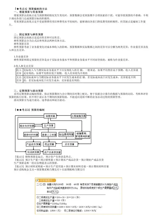 2023年注册会计师《财务管理》 第1701讲 全面预算
