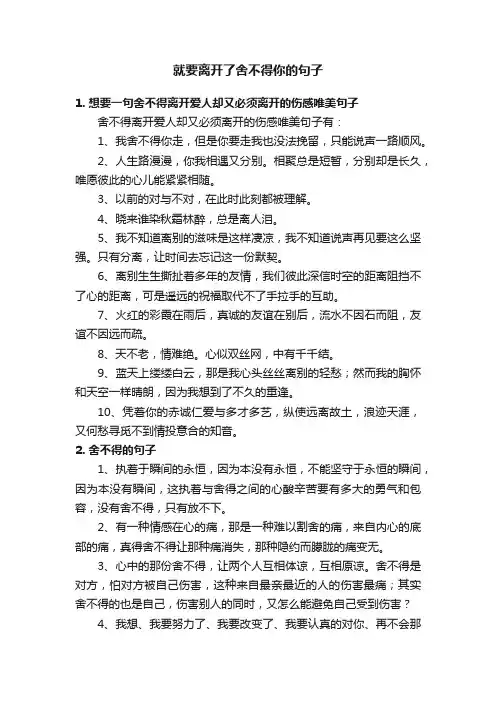 就要离开了舍不得你的句子