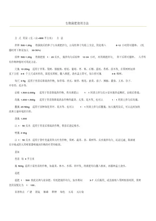 生物菌肥使用方法