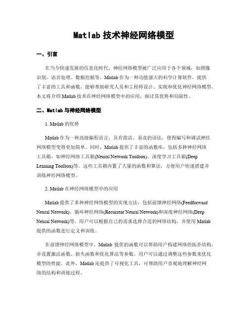 Matlab技术神经网络模型