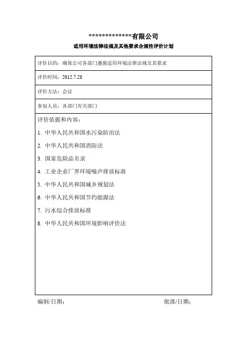 法律法规合规性评价