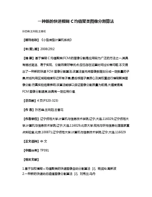 一种新的快速模糊C均值聚类图像分割算法