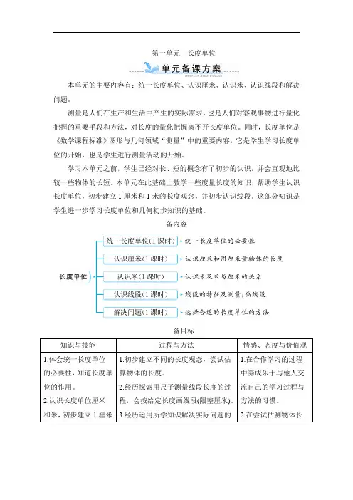 人教版二年级数学(上)第一单元 长度单位