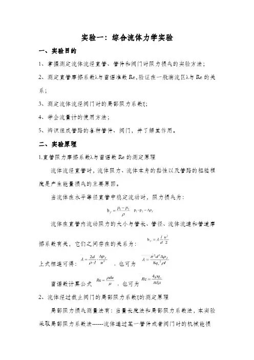 综合流体力学实验报告