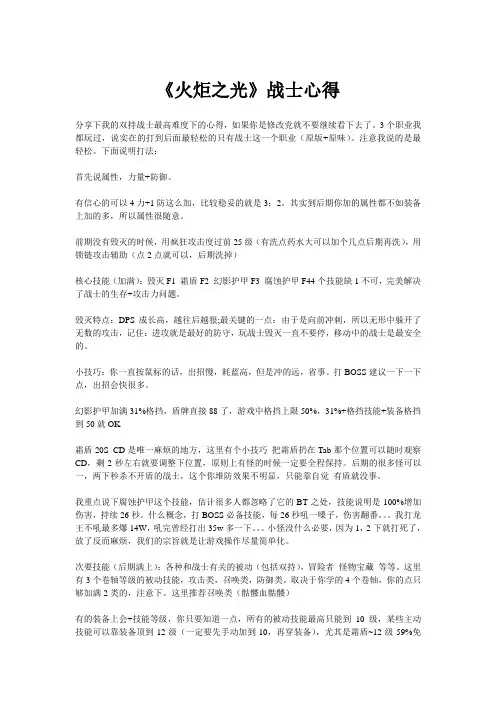 火炬之光战士加点技能游戏心得