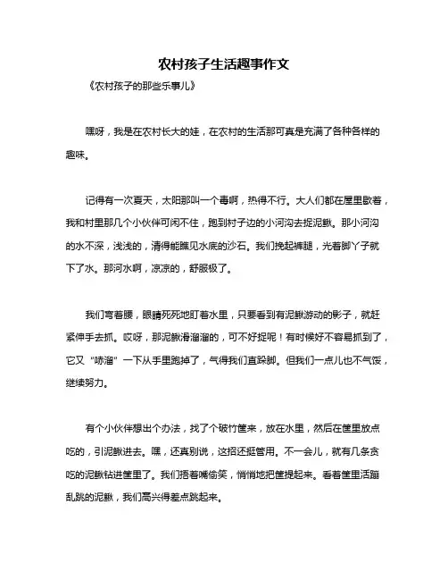 农村孩子生活趣事作文