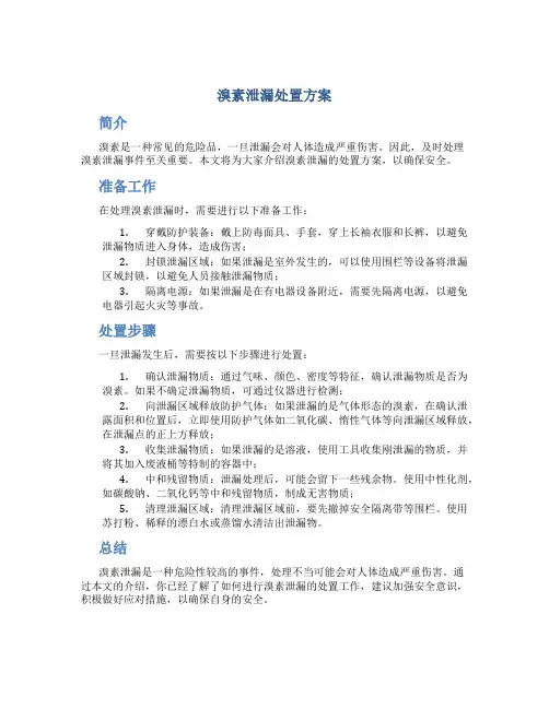 溴素泄漏处置方案