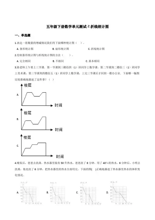 五年级下册数学单元测试-7折线统计图  人教版(含答案)