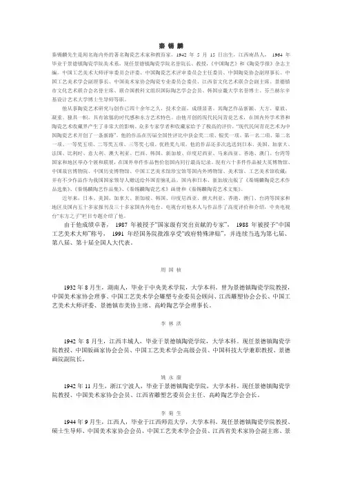 陶院名师介绍
