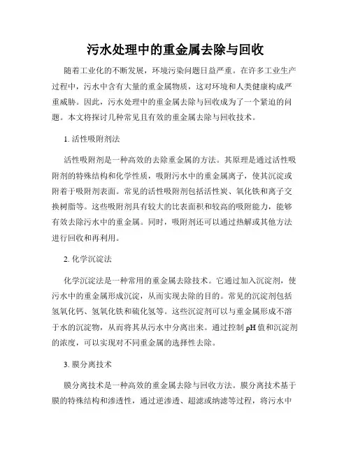 污水处理中的重金属去除与回收