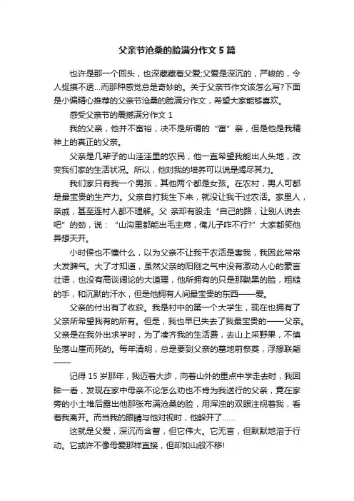 父亲节沧桑的脸满分作文5篇