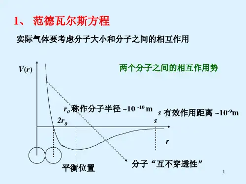 高二物理竞赛范德瓦尔斯方程  课件