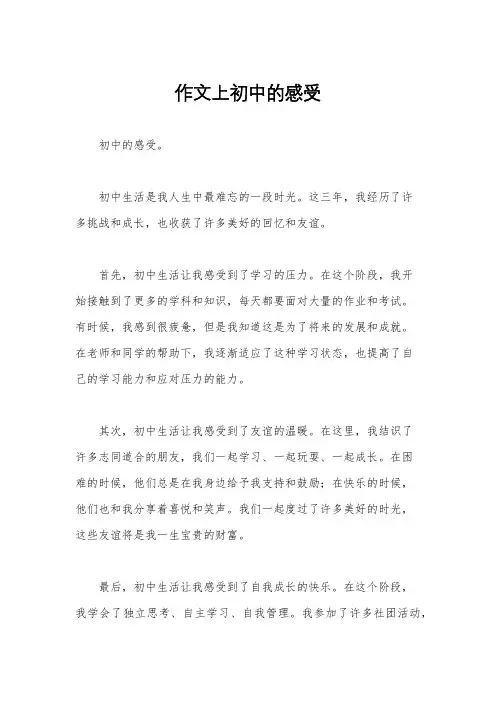 作文上初中的感受