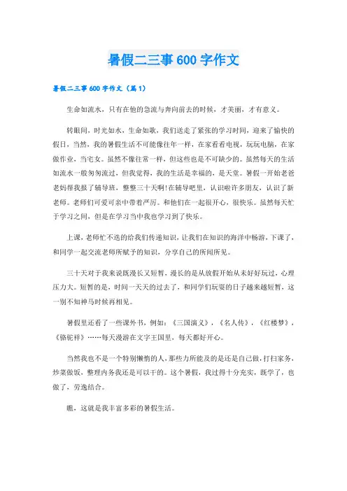 暑假二三事600字作文