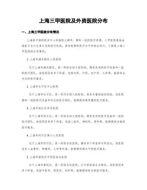 上海三甲医院及外资医院分布 (2)