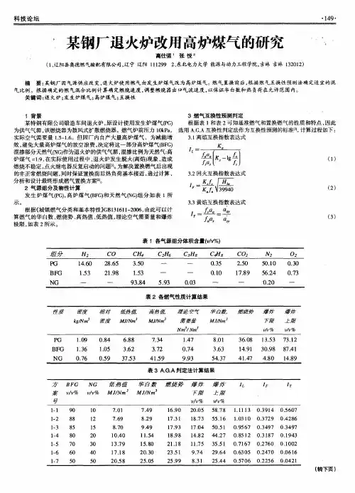 某钢厂退火炉改用高炉煤气的研究