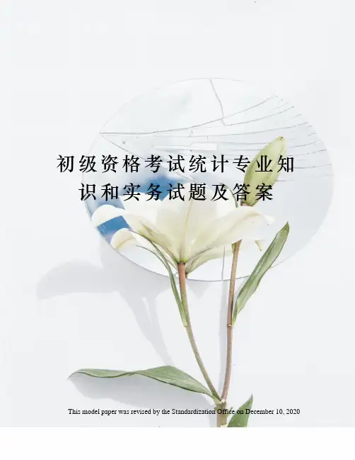 初级资格考试统计专业知识和实务试题及答案