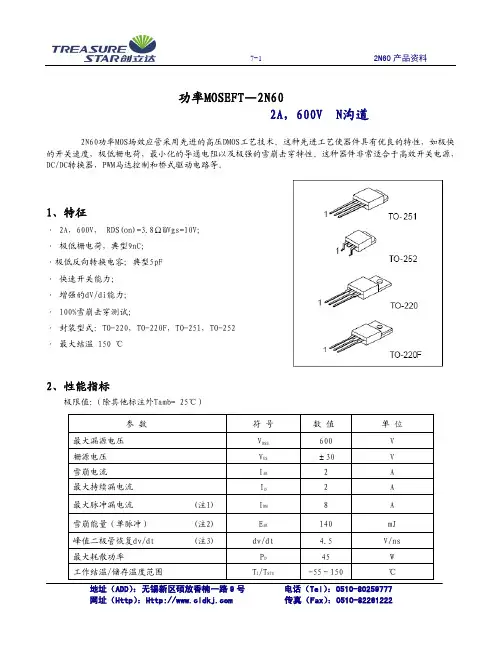 2N60 产品资料 2N60 产品资料