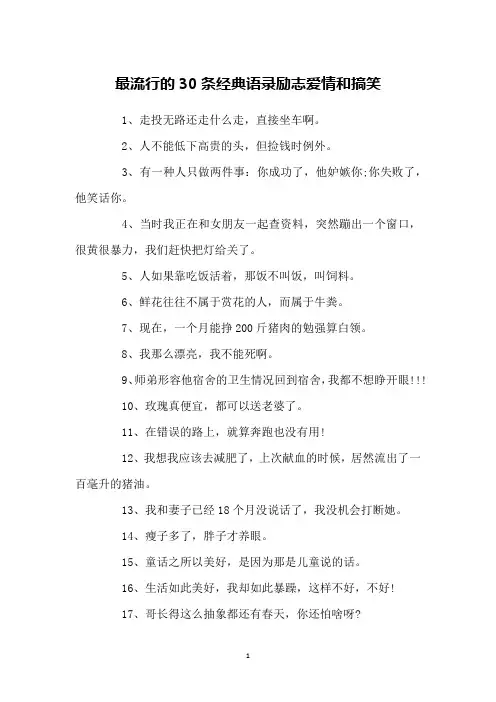 最流行的30条经典语录励志爱情和搞笑