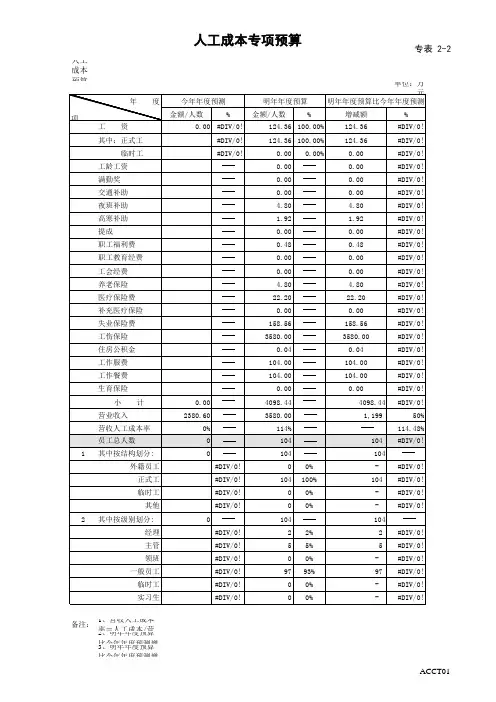 43人工成本预算专表2