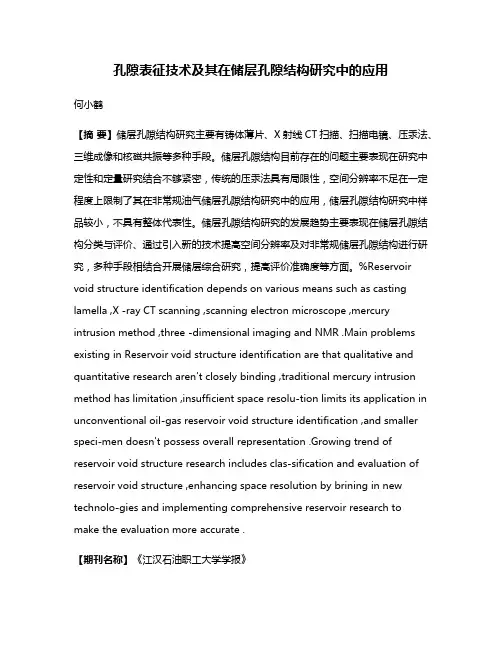 孔隙表征技术及其在储层孔隙结构研究中的应用