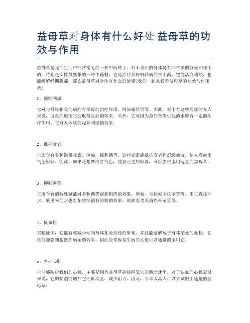 益母草对身体有什么好处-益母草的功效与作用